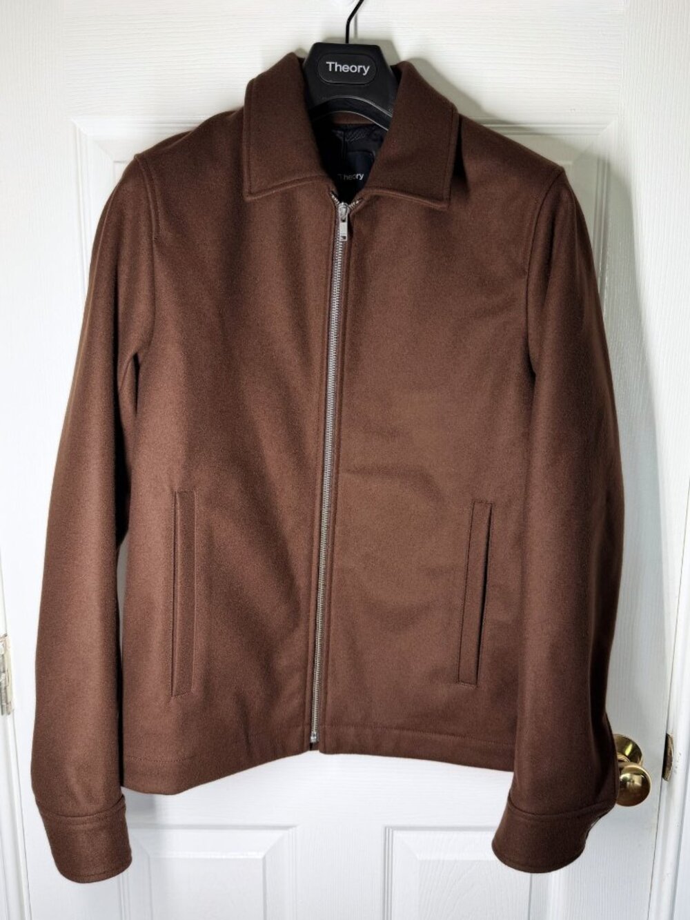 NWT Theory Wyatt Urban Melton Wool Cashmere Zip Jacket Maroon Small $695